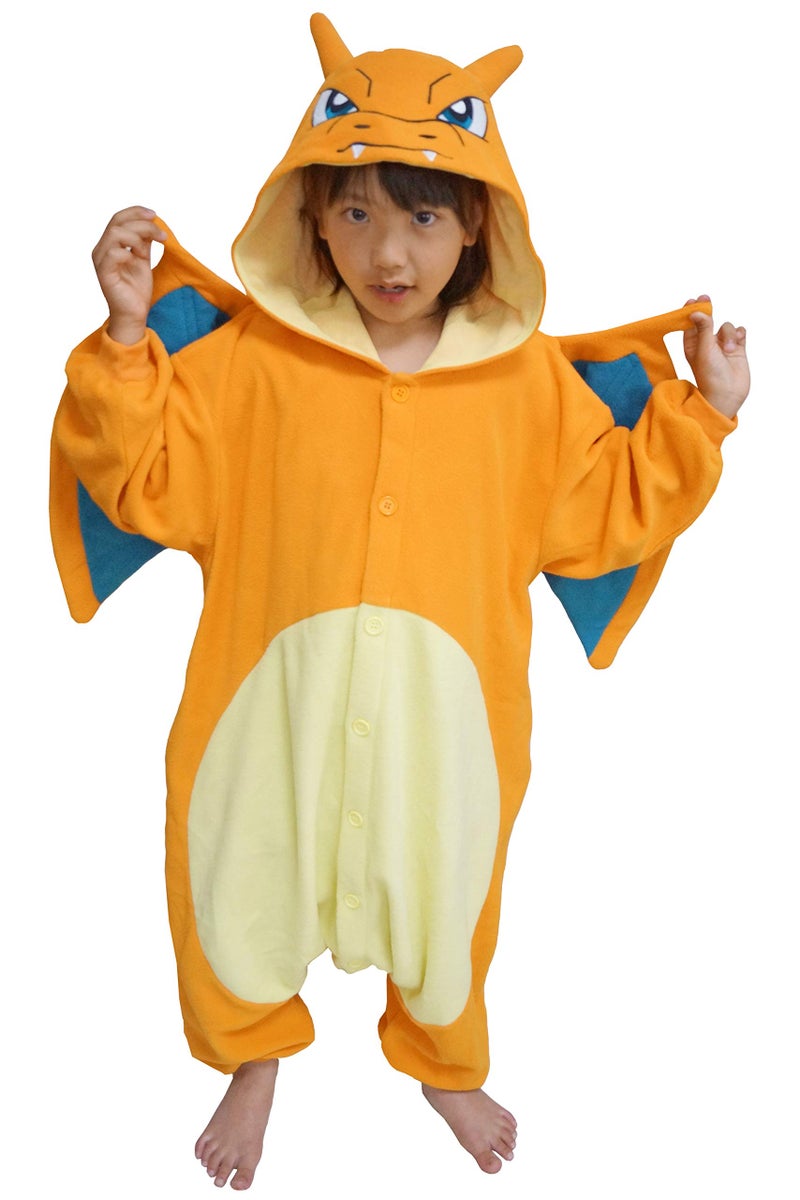 SAZAC Kigurumi - Pokemon - Charizard - Onesie Jumpsuit Halloween Costume - Kids Size (5-9 Year Old) - Image 1